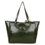 CLUCI Women's Crocodile Pattern Tote Bag Combo Set | Large & Small PU Leather Shoulder Handbags with Scarf | Stylish Office, Shopping & Everyday Combo Bags
