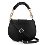 Cluci Women Stylish Round Sling Bag with Gold Chain Handle | Premium PU Leather Crossbody Bag | Adjustable & Detachable Strap | Party & Casual Handbag