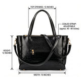 CLUCI Women's Crocodile Pattern Tote Bag Combo Set | Large & Small PU Leather Shoulder Handbags with Scarf | Stylish Office, Shopping & Everyday Combo Bags