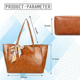 CLUCI Women's Crocodile Pattern Tote Bag Combo Set | Large & Small PU Leather Shoulder Handbags with Scarf | Stylish Office, Shopping & Everyday Combo Bags