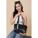 CLUCI Women's Crocodile Pattern Tote Bag Combo Set | Large & Small PU Leather Shoulder Handbags with Scarf | Stylish Office, Shopping & Everyday Combo Bags