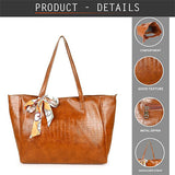 CLUCI Women's Small Crocodile Pattern Tote Bag with Scarf | Premium PU Leather Shoulder Handbag | Mini Office & Casual Handbag for Women