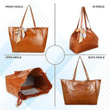 CLUCI Women's Small Crocodile Pattern Tote Bag with Scarf | Premium PU Leather Shoulder Handbag | Mini Office & Casual Handbag for Women