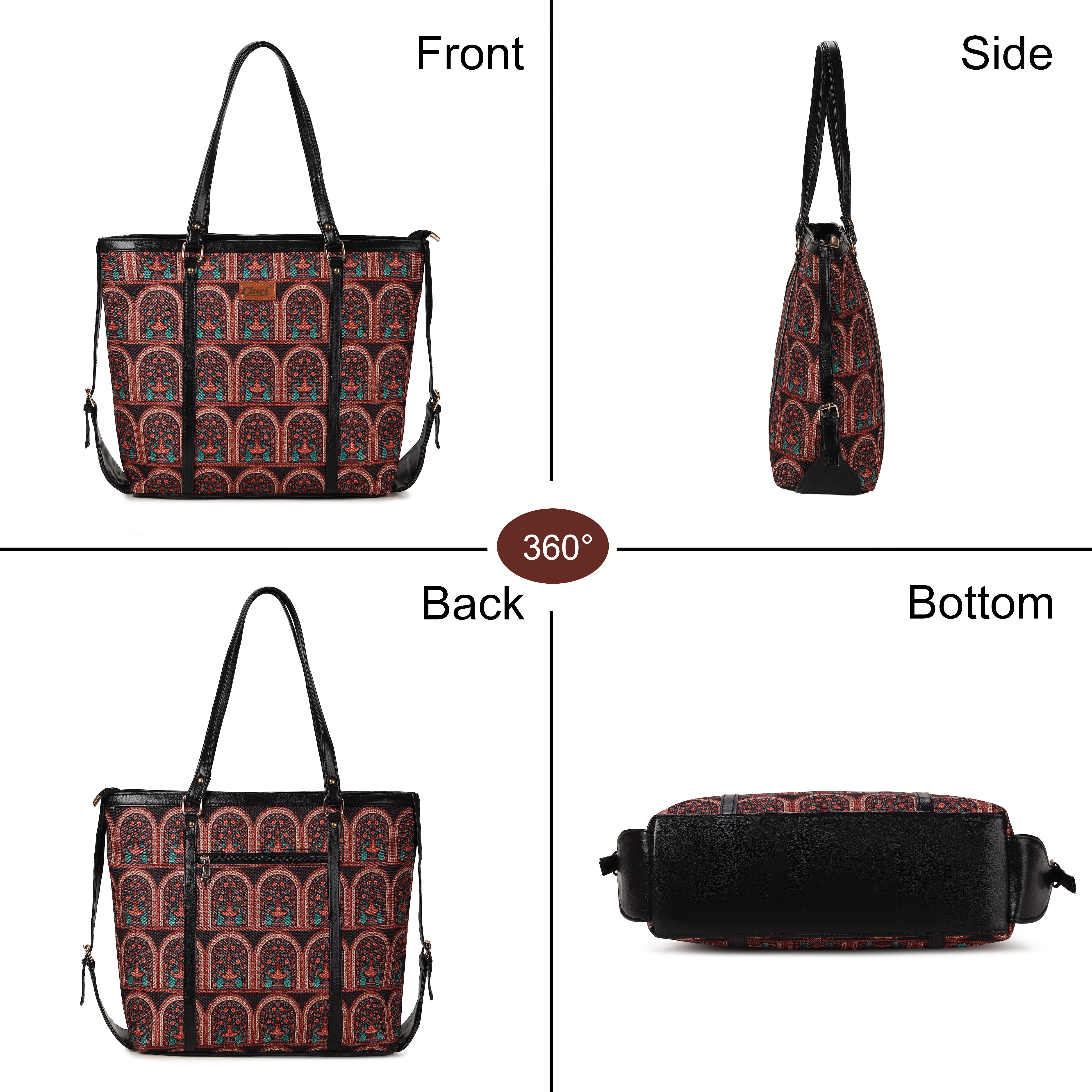 Cluci Women’s Tote Handbag | Stylish Printed Shoulder Bag for Women | Spacious Everyday Handbag