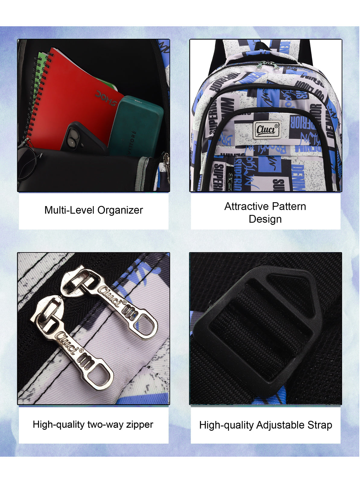 CLUCI 35L Printed School & College Backpack | Stylish Casual Bag