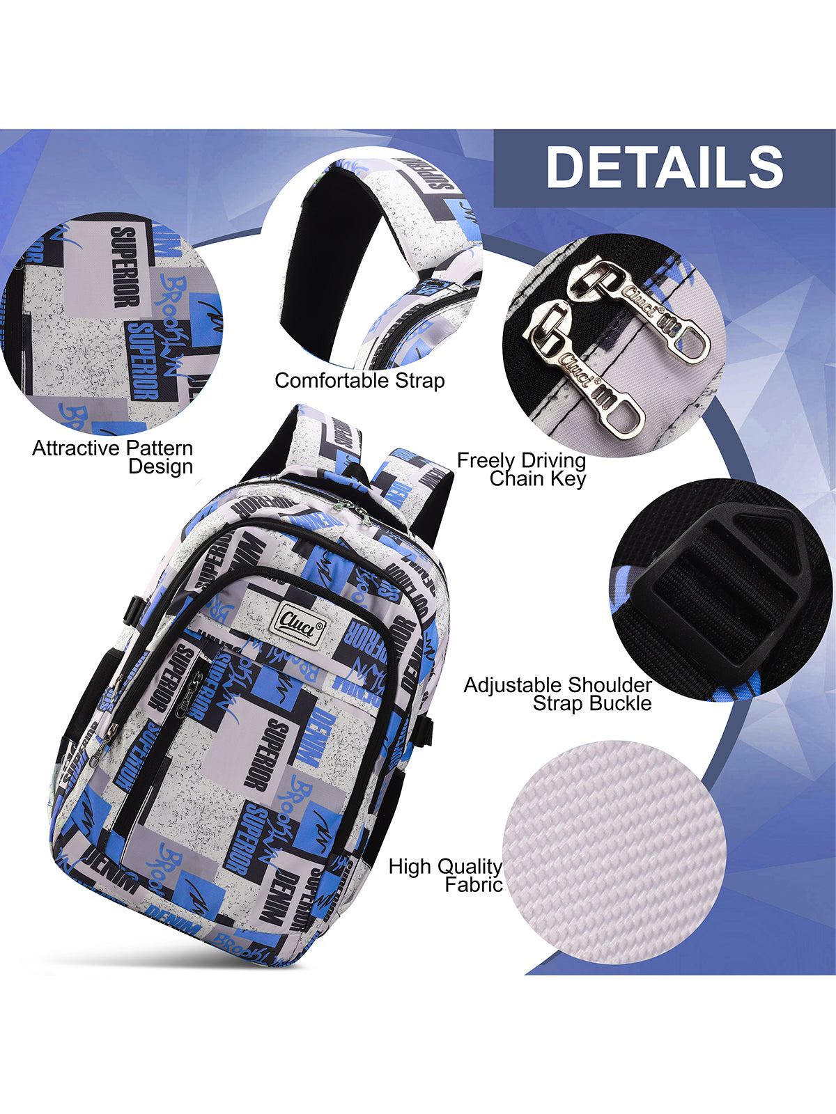 CLUCI 35L Printed School & College Backpack | Stylish Casual Bag