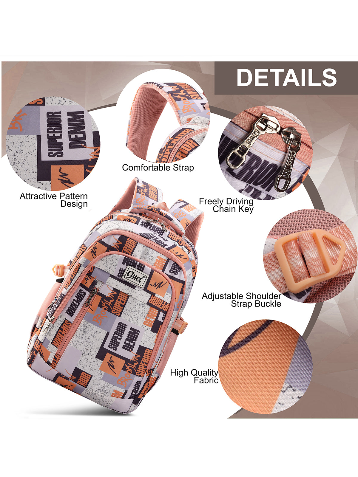 CLUCI 35L Printed School & College Backpack | Stylish Casual Bag
