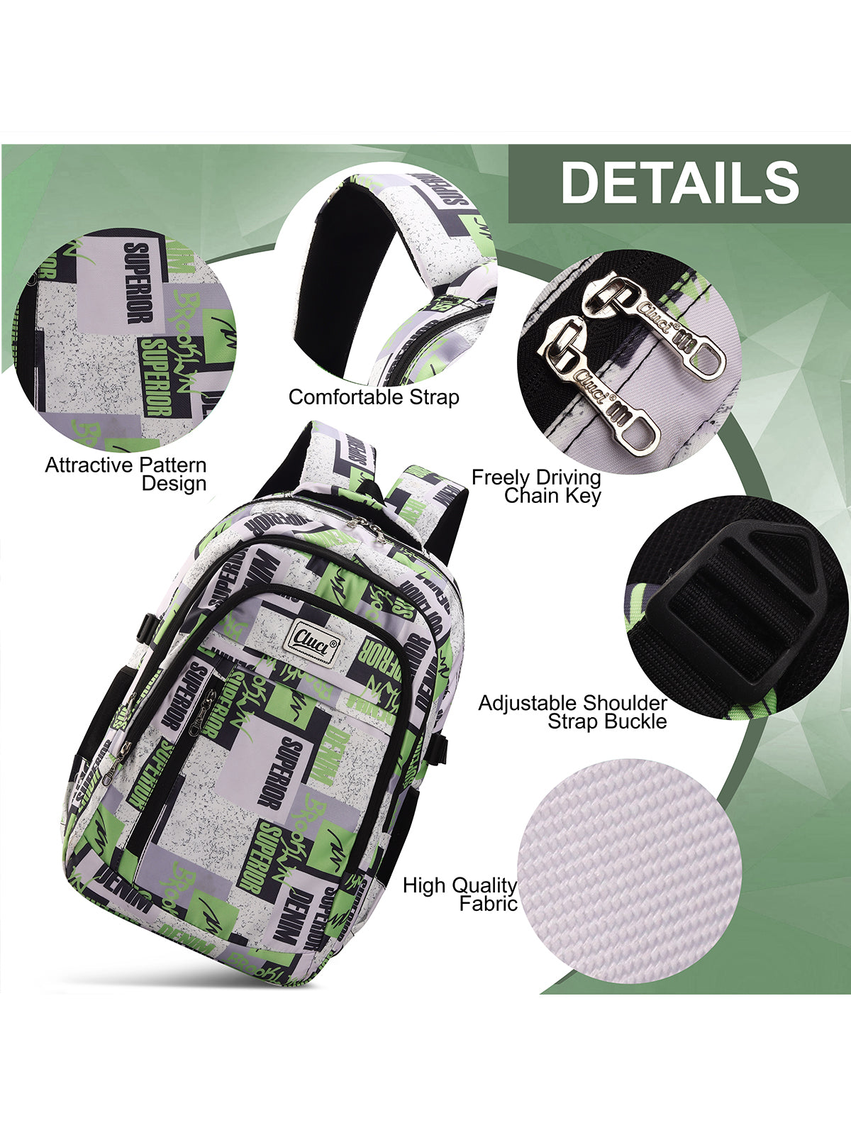 CLUCI 35L Printed School & College Backpack | Stylish Casual Bag