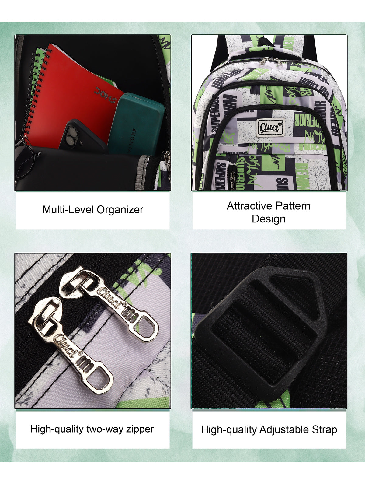 CLUCI 35L Printed School & College Backpack | Stylish Casual Bag